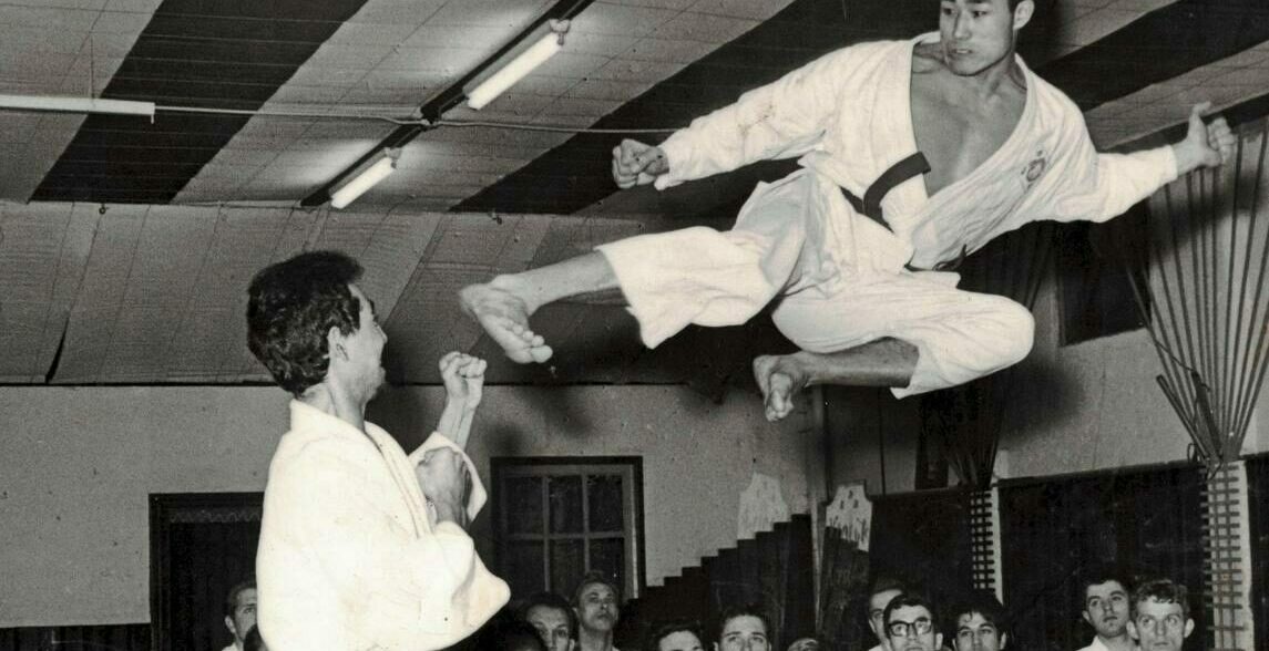 flying karate kick