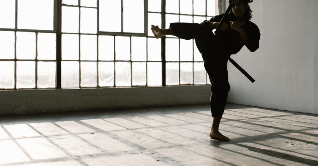 a Tae Kwon-Do student works out